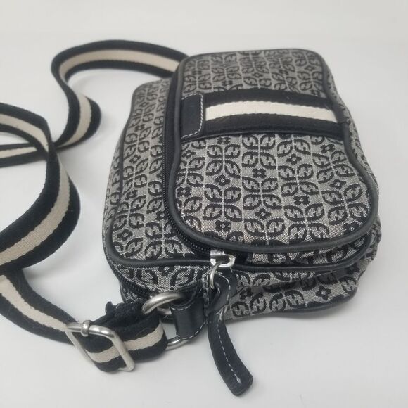 Canvas like crossbody Fossil bag. Black, Off white. - Picture 4 of 15